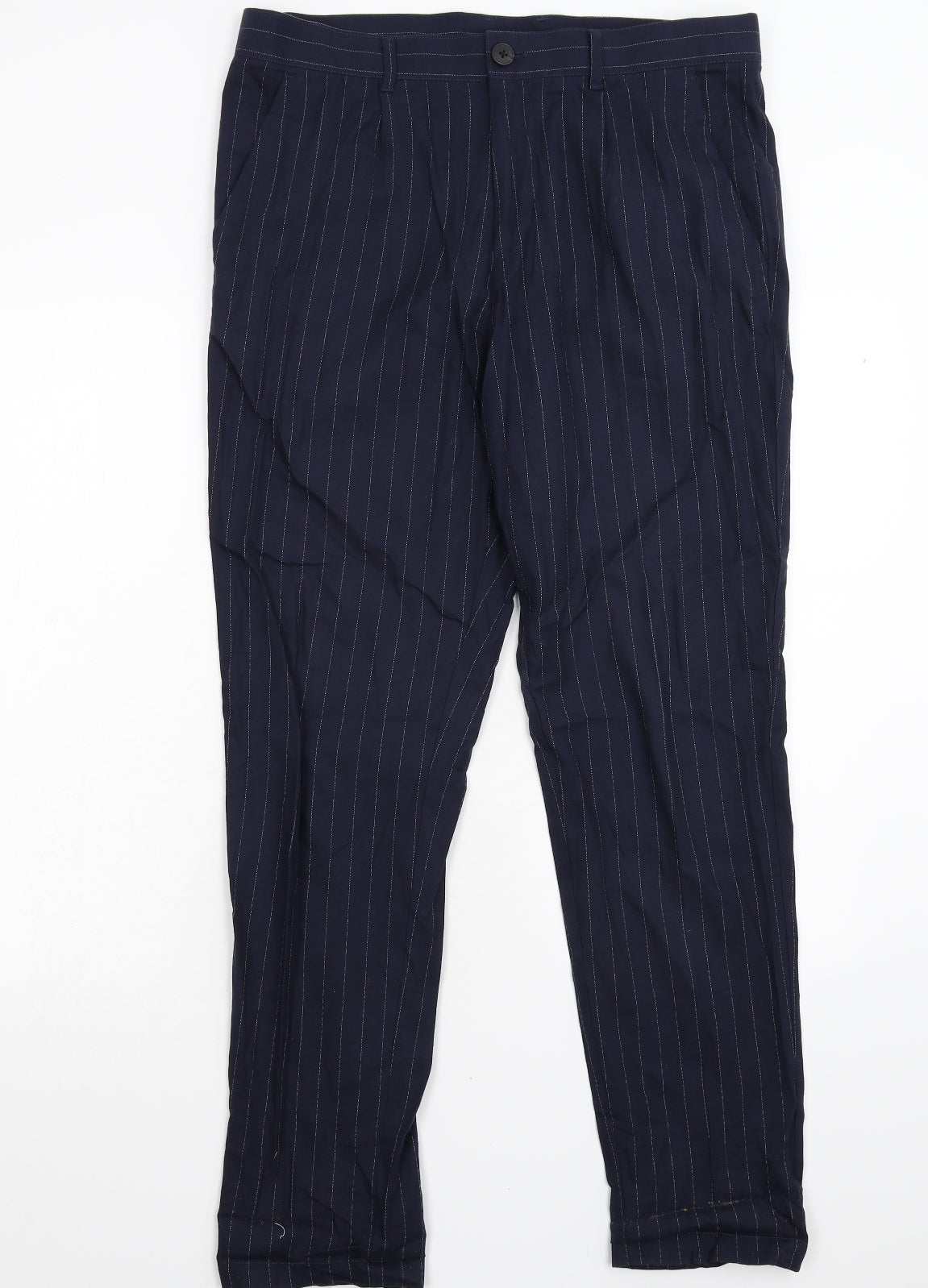 Selected Homme Mens Blue Striped  Trousers  Size 33 L32 in