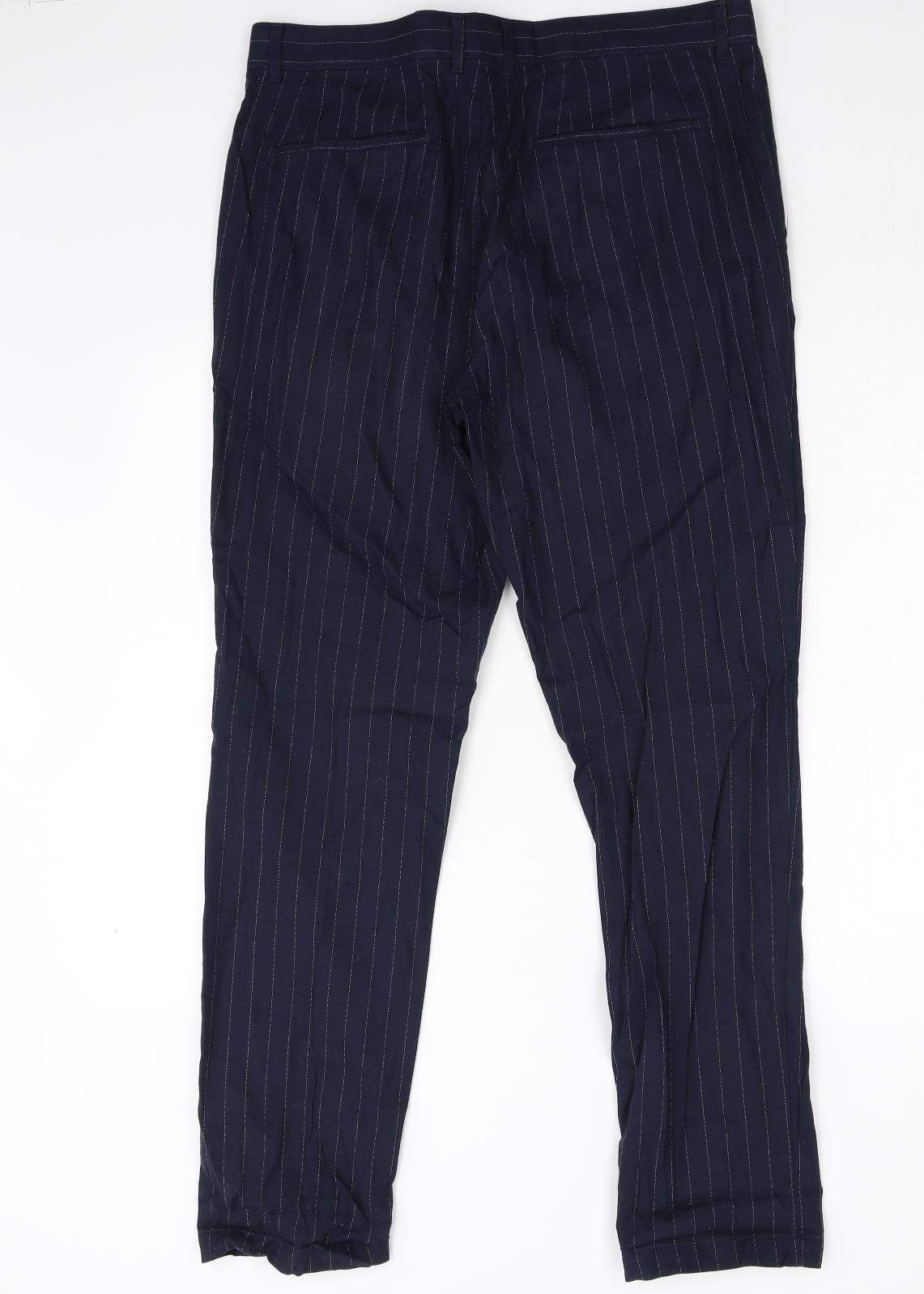 Selected Homme Mens Blue Striped  Trousers  Size 33 L32 in