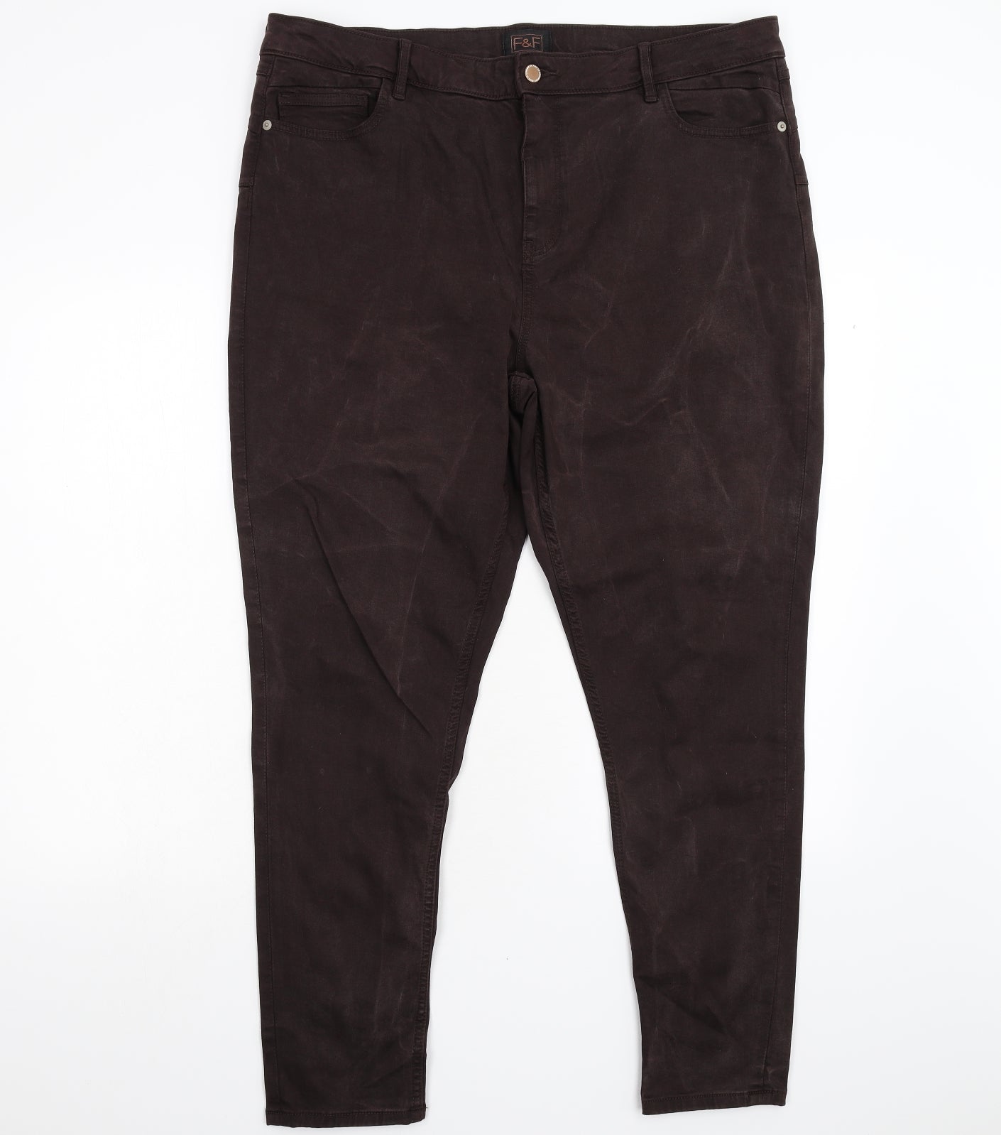 F&F Womens Brown  Denim Tapered Jeans Size 20 L29 in
