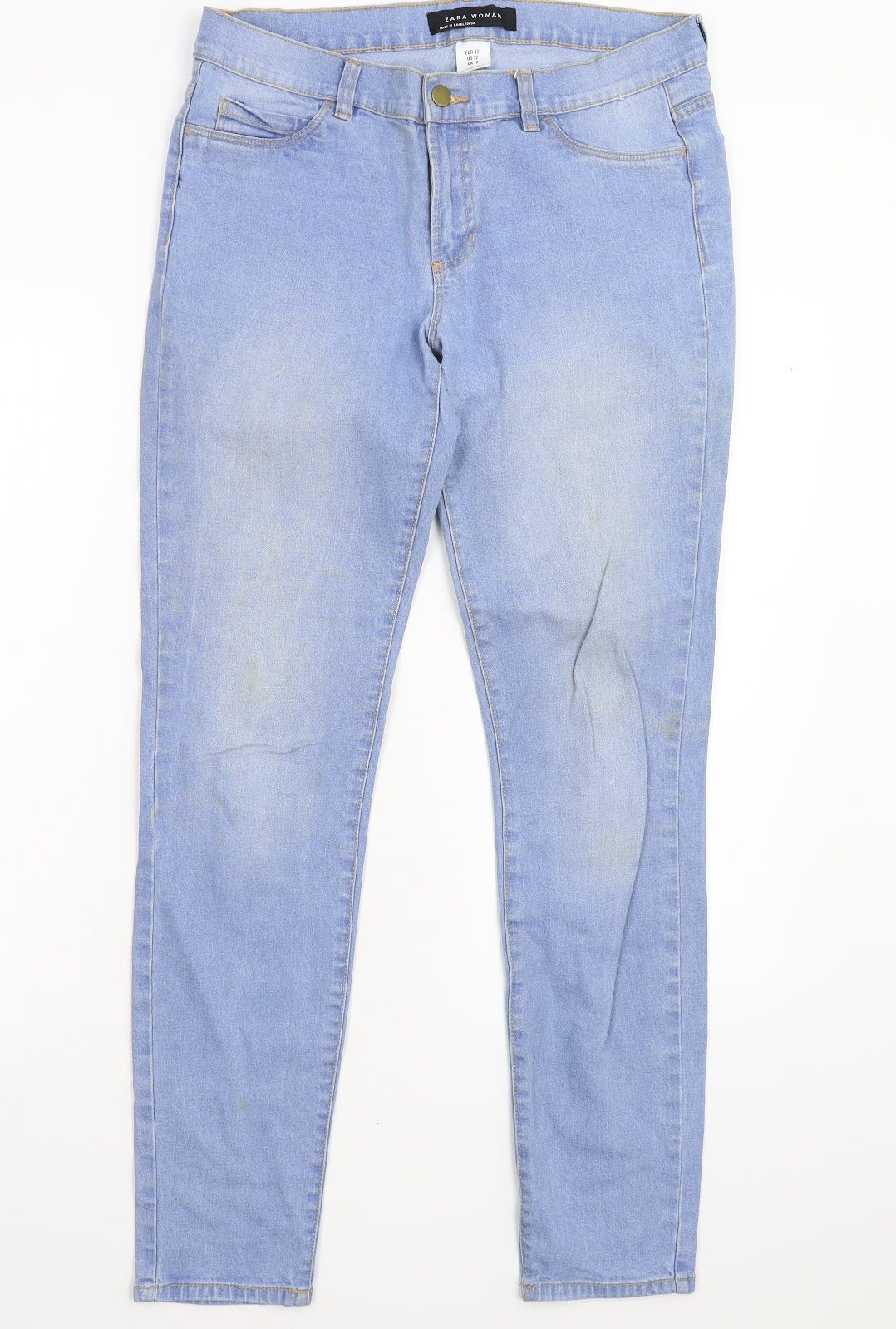 Zara Womens Blue  Denim Tapered Jeans Size 14 L31 in