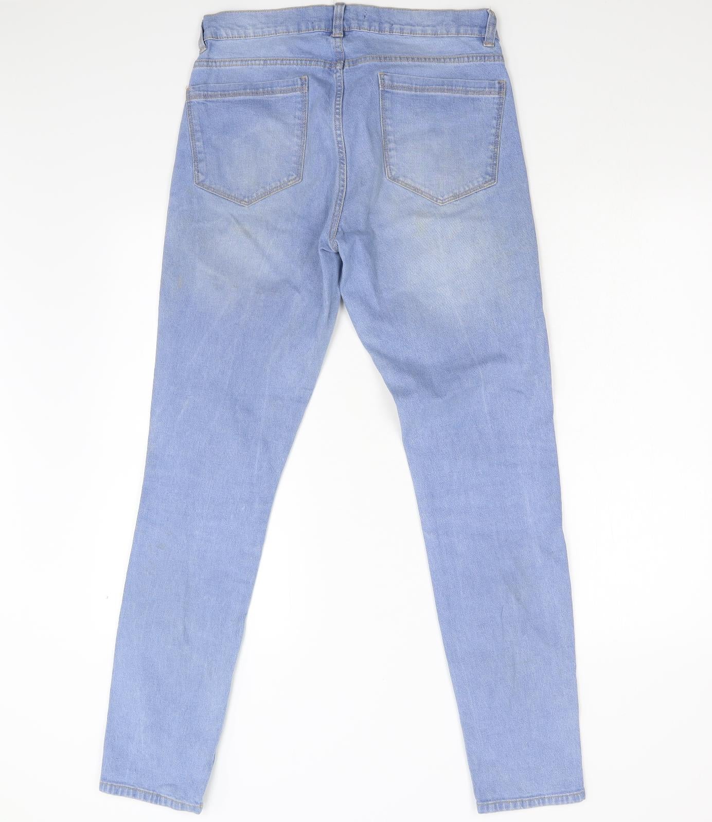 Zara Womens Blue  Denim Tapered Jeans Size 14 L31 in