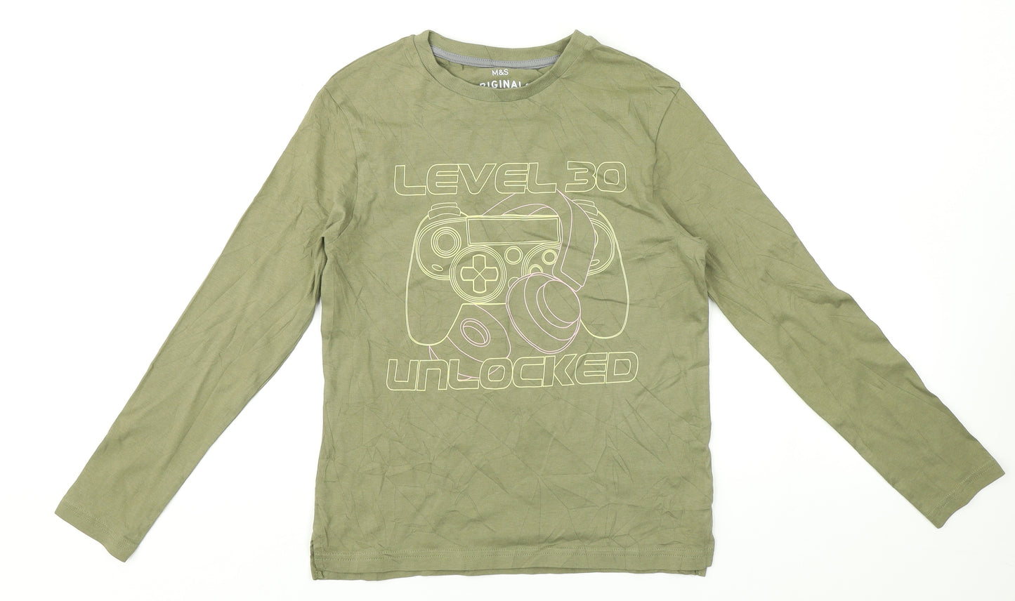 M&S Boys Green   Pullover Jumper Size 10-11 Years
