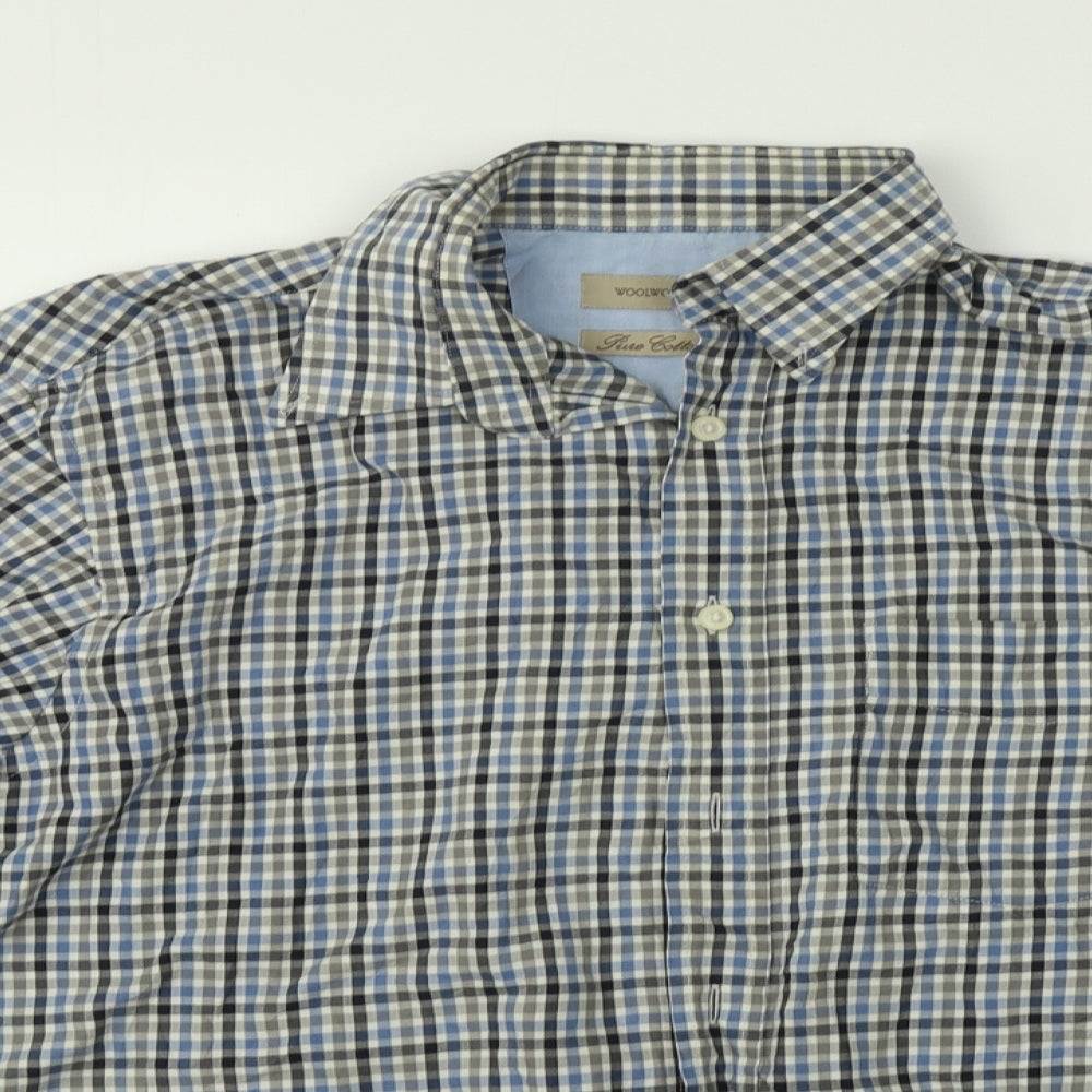 woolworths Mens Multicoloured Plaid   Button-Up Size M