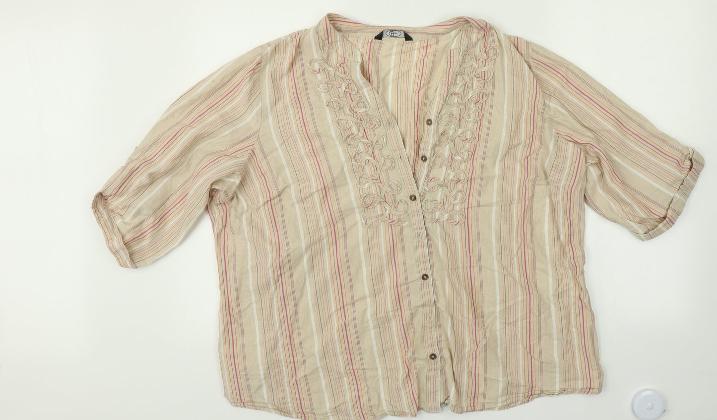BM Womens Multicoloured Striped  Basic Button-Up Size 24