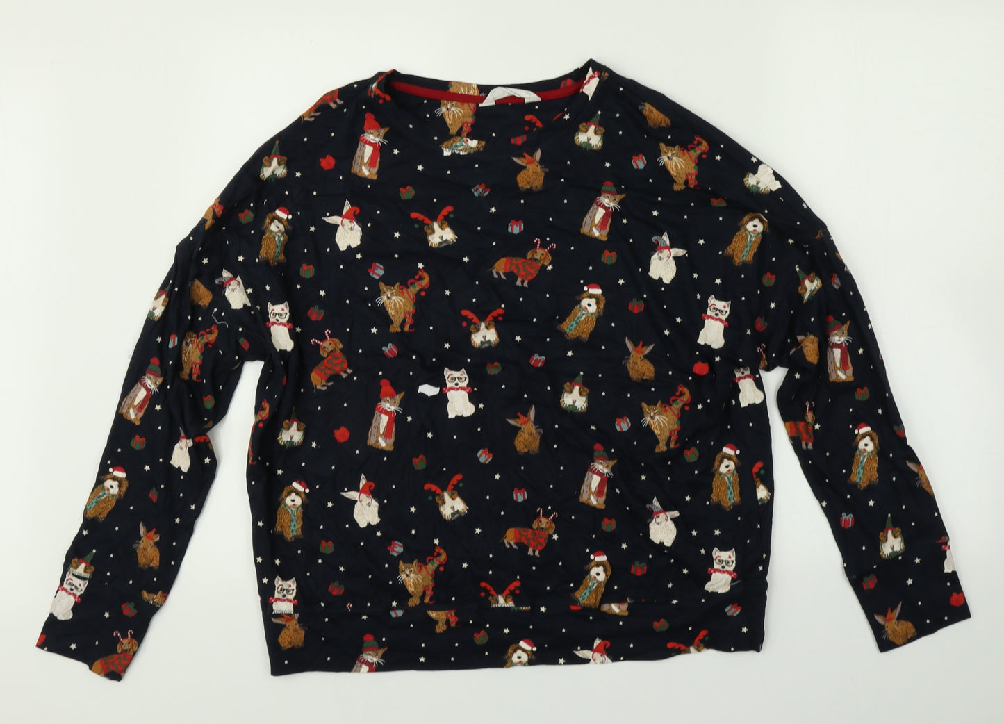 M&S Womens Blue Animal Print   Pyjama Top Size 14