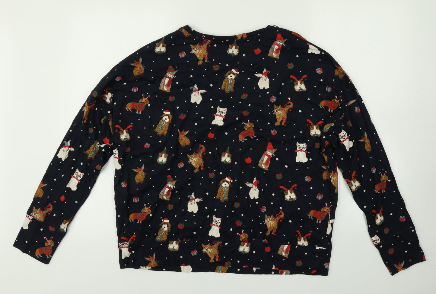 M&S Womens Blue Animal Print   Pyjama Top Size 14