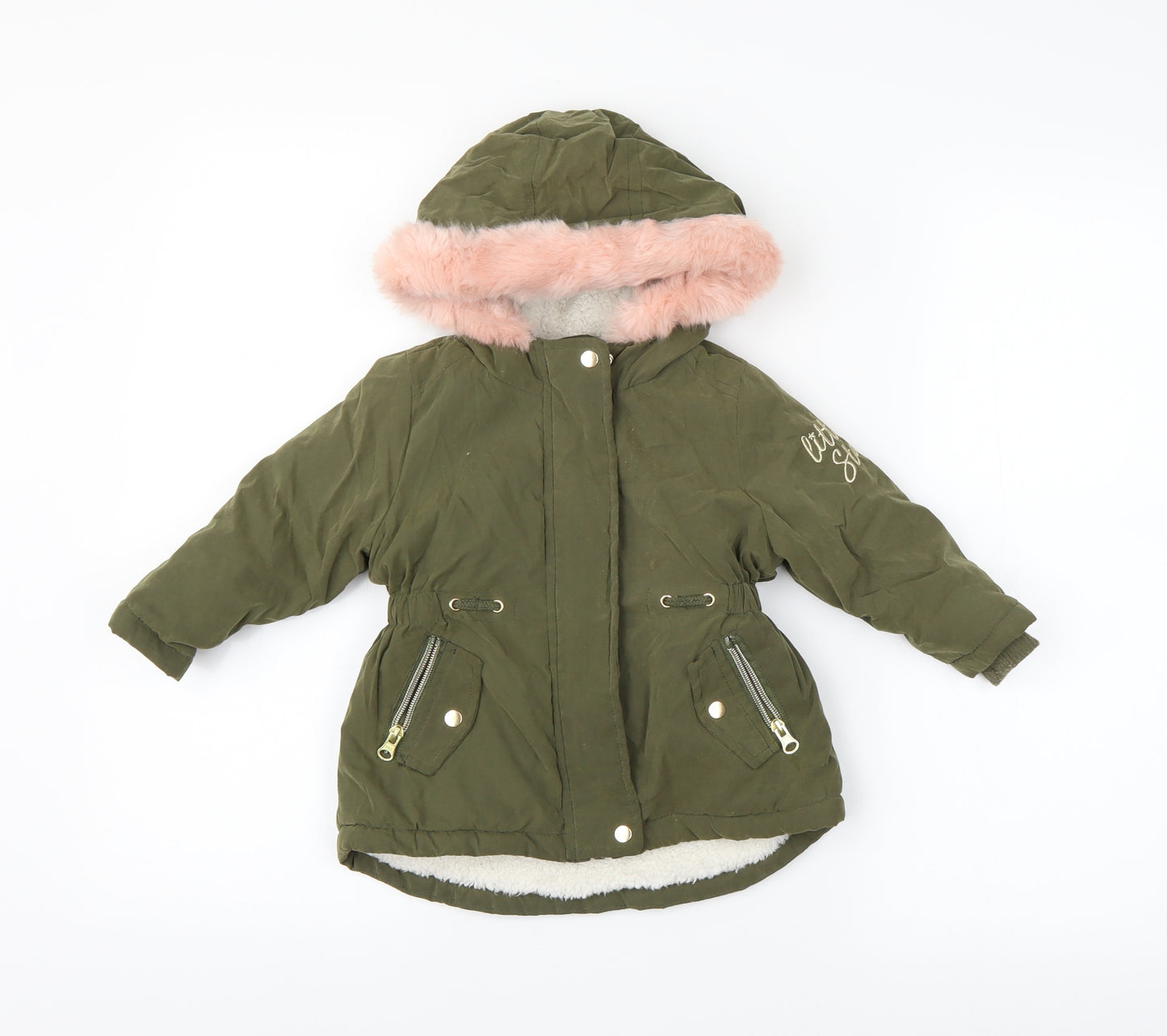 Primark Girls Green   Overcoat Coat Size 12-18 Months