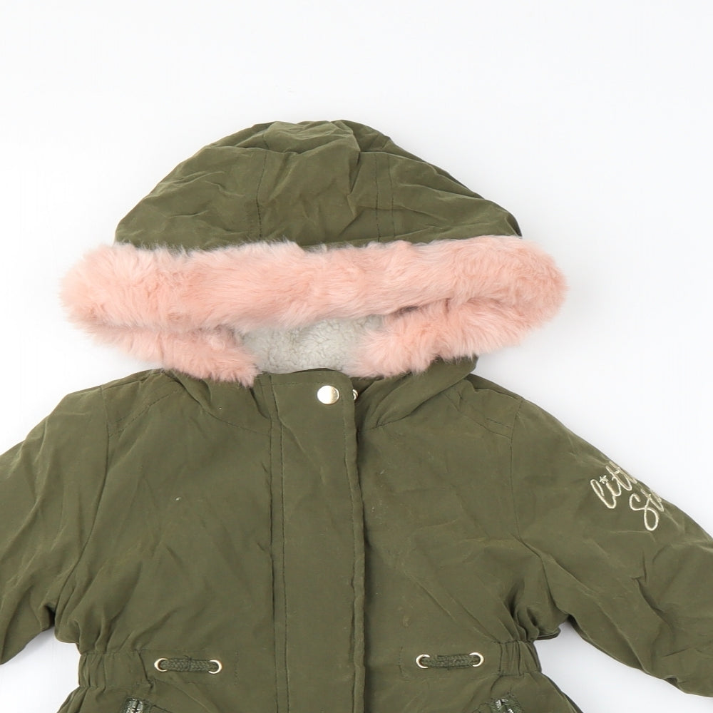 Primark Girls Green   Overcoat Coat Size 12-18 Months