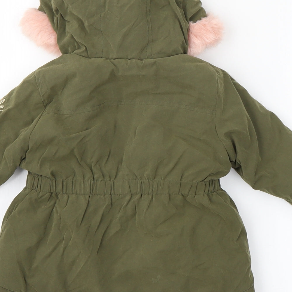 Primark Girls Green   Overcoat Coat Size 12-18 Months