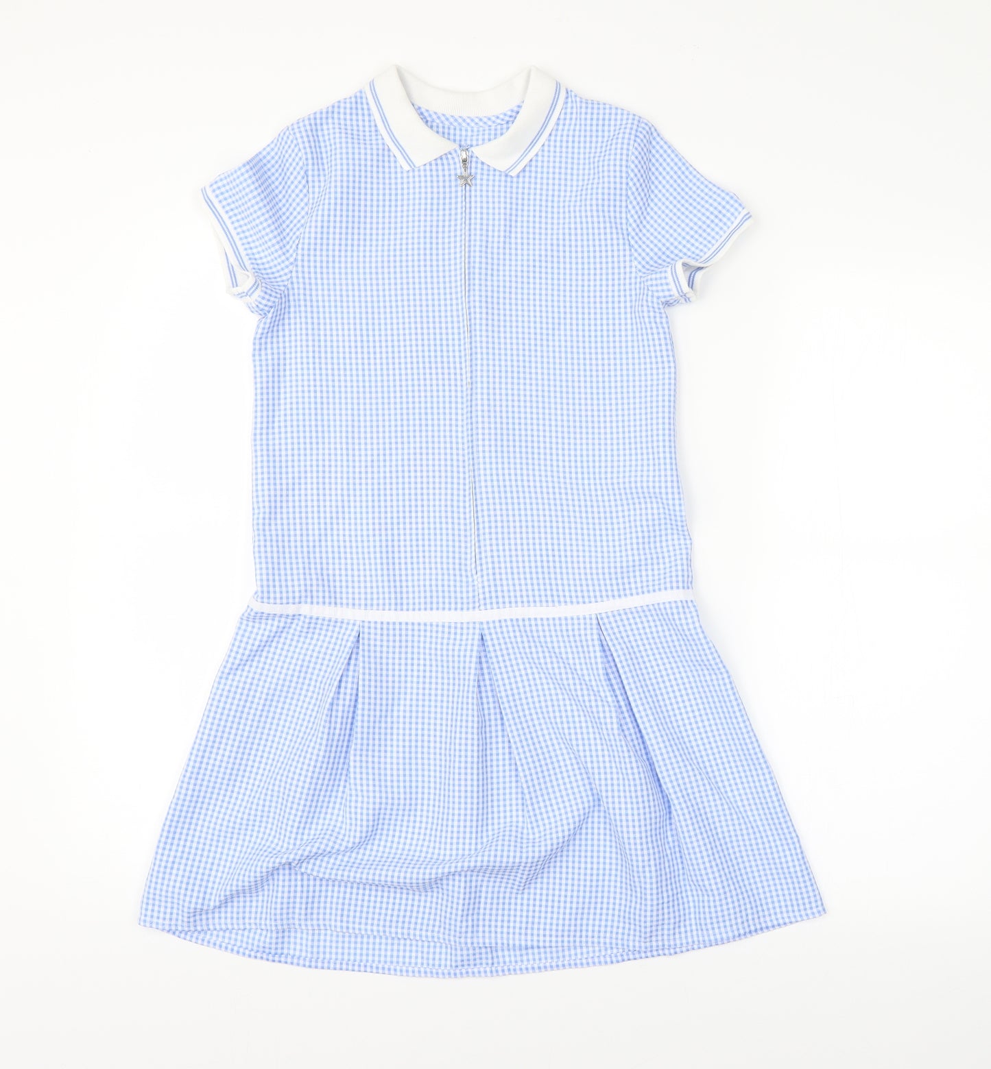 George Girls Blue Check  Shirt Dress  Size 9-10 Years