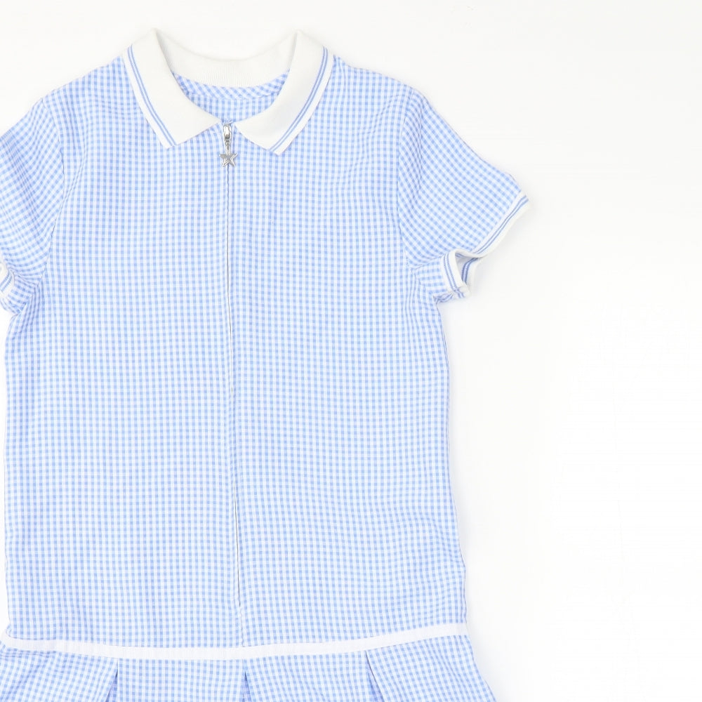 George Girls Blue Check  Shirt Dress  Size 9-10 Years