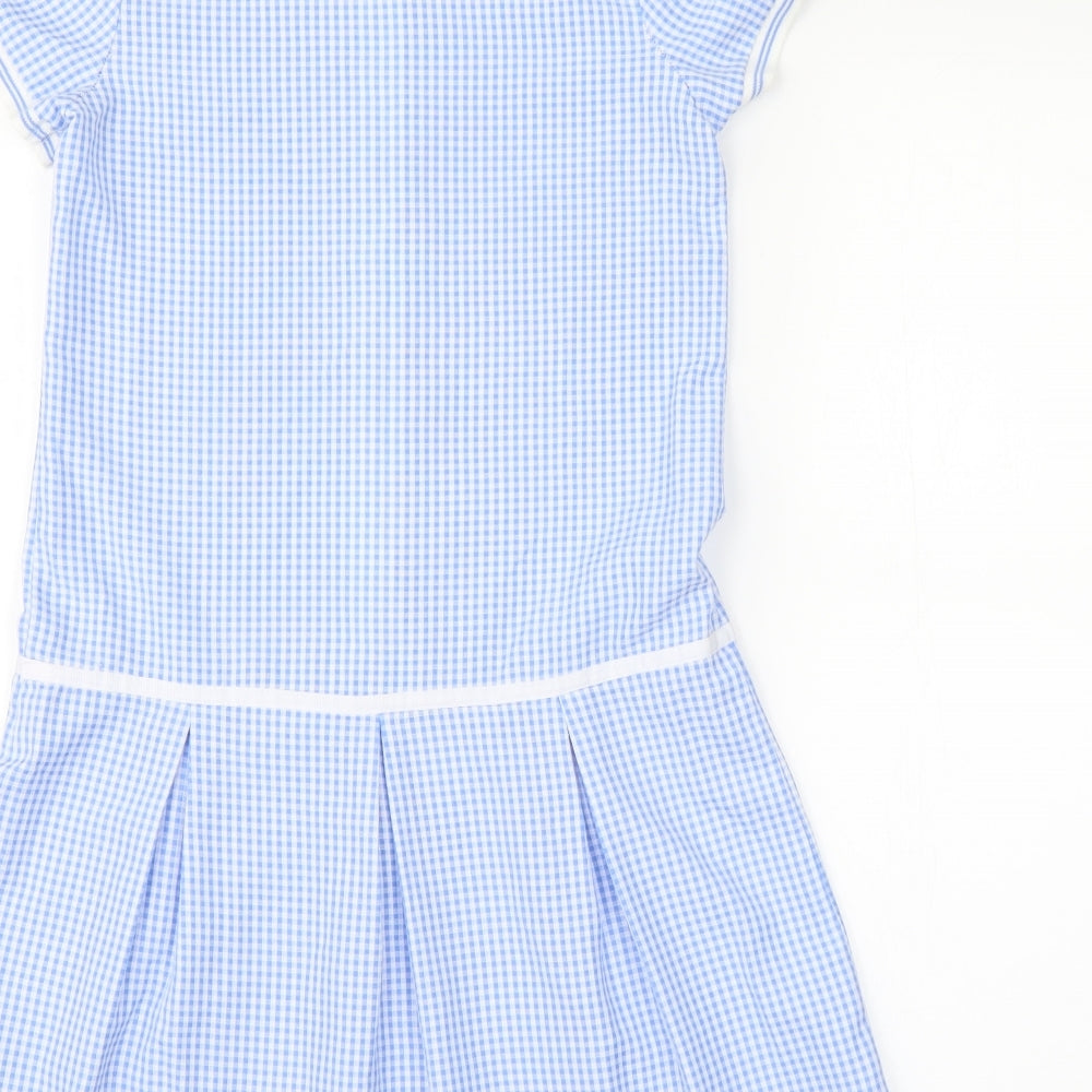 George Girls Blue Check  Shirt Dress  Size 9-10 Years