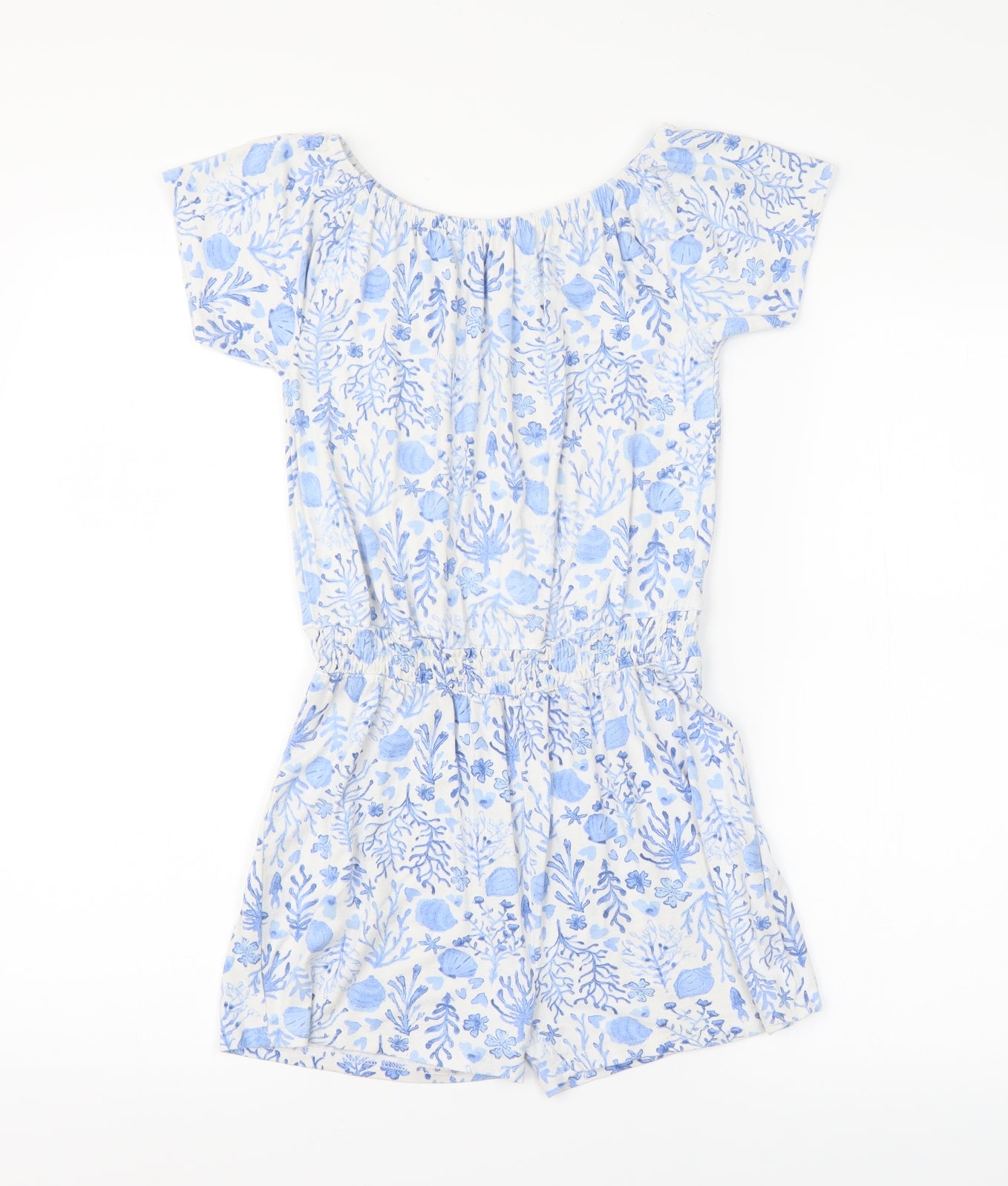 Nutmeg Girls Blue Floral  Playsuit One-Piece Size 9-10 Years