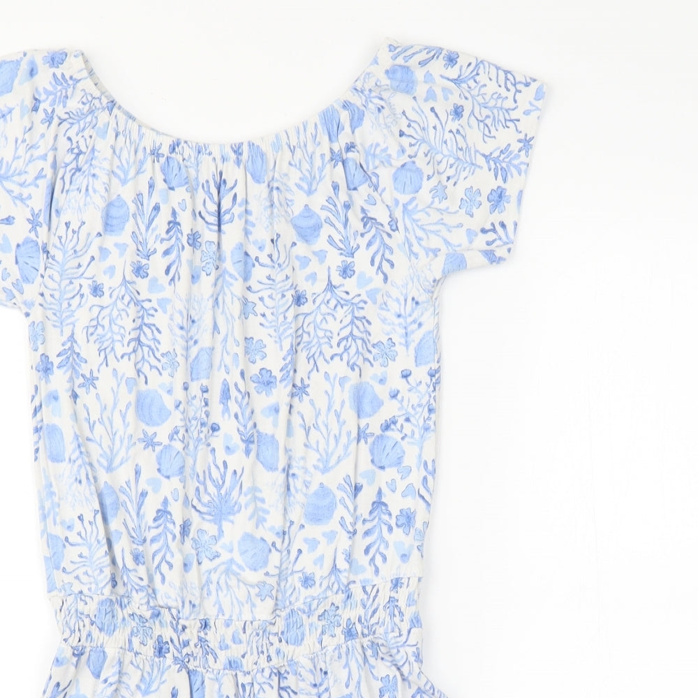 Nutmeg Girls Blue Floral  Playsuit One-Piece Size 9-10 Years