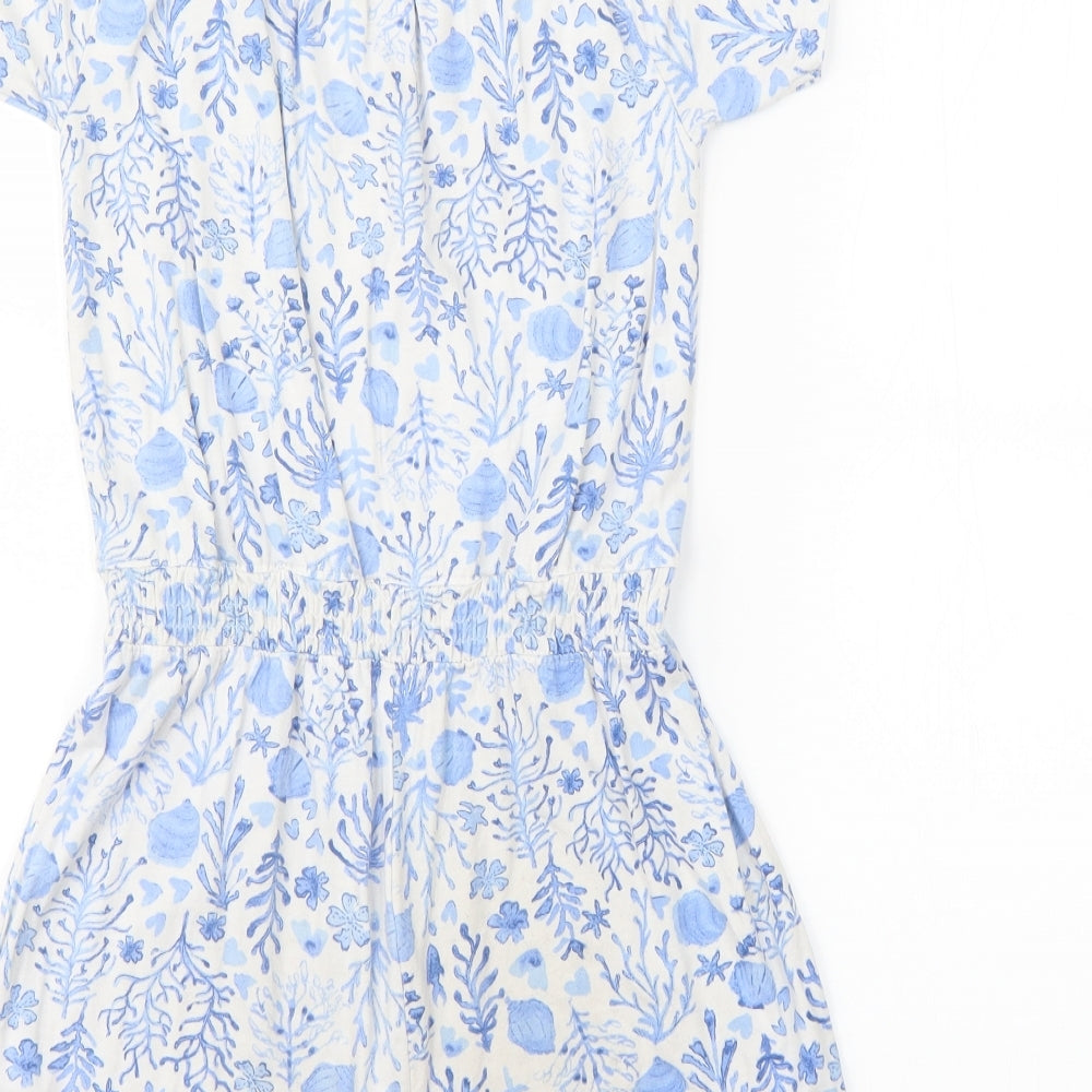 Nutmeg Girls Blue Floral  Playsuit One-Piece Size 9-10 Years