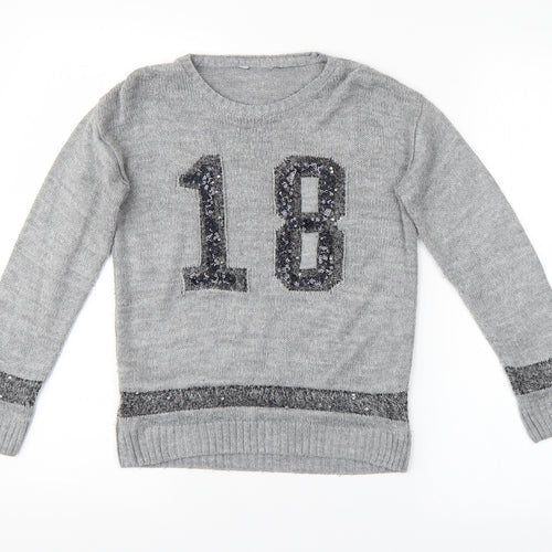 George Girls Grey   Pullover Jumper Size 5-6 Years