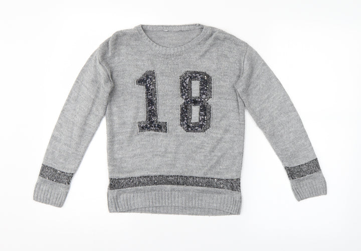 George Girls Grey Pullover Jumper Size 5-6 Years