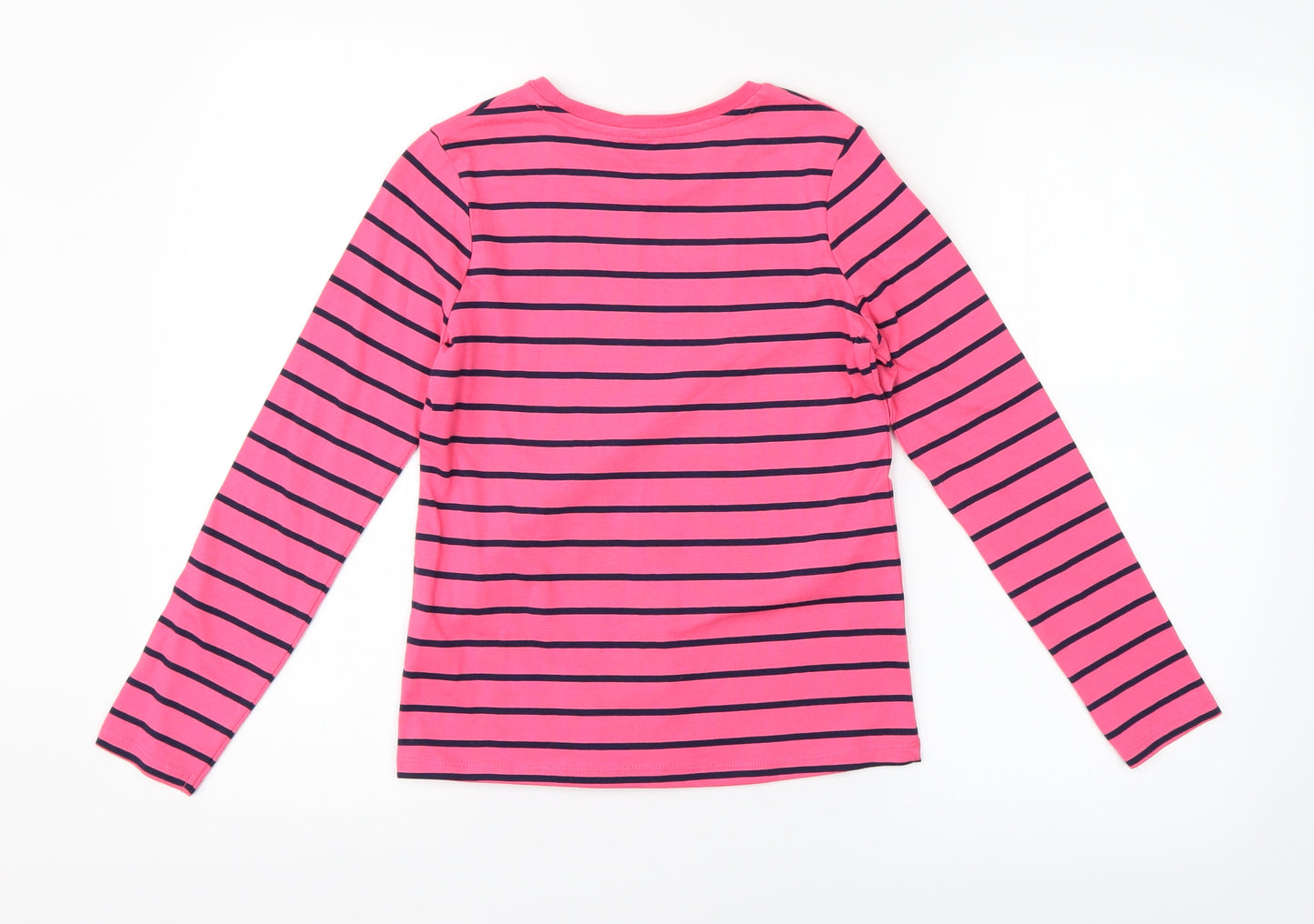 George Girls Pink Striped  Basic T-Shirt Size 9-10 Years