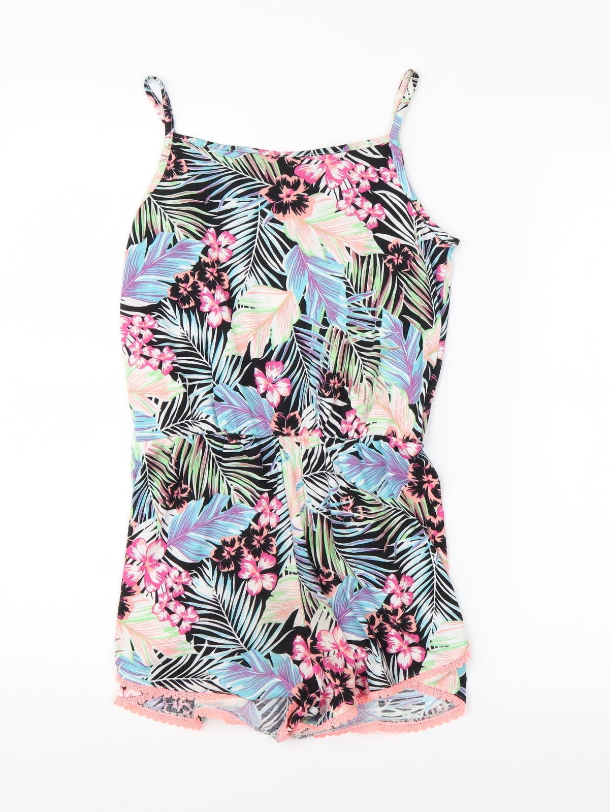 Primark Girls Multicoloured Floral  Playsuit One-Piece Size 10-11 Years