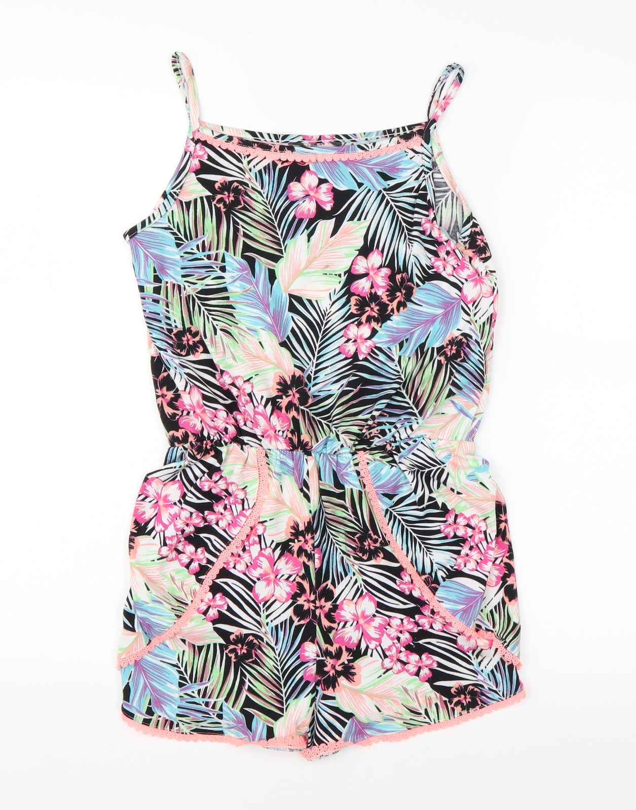 Primark Girls Multicoloured Floral  Playsuit One-Piece Size 10-11 Years