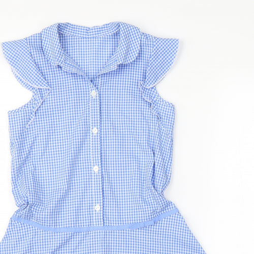 George Girls Blue Check  A-Line  Size 7-8 Years  - School uniform