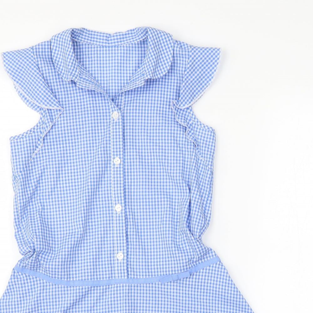 George Girls Blue Check  A-Line  Size 7-8 Years  - School uniform
