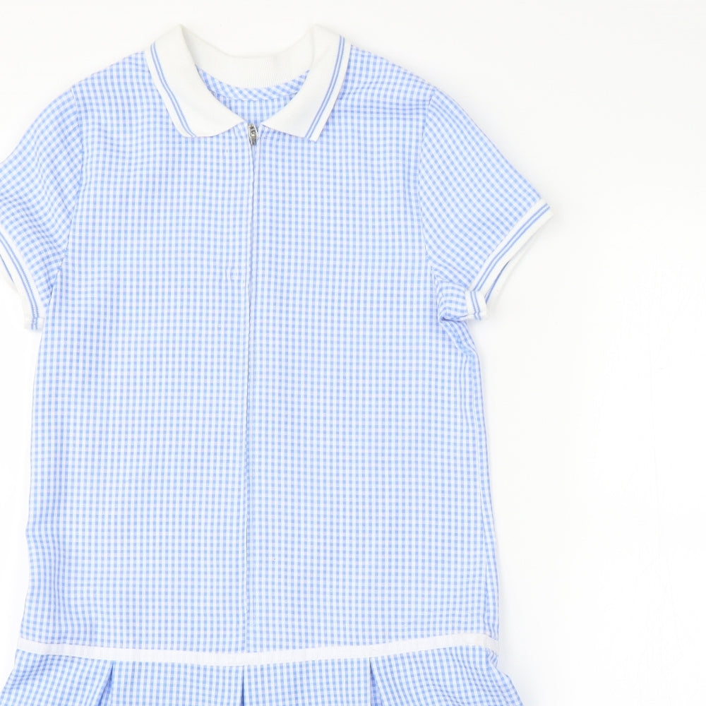 George Girls Blue Check  A-Line  Size 9-10 Years