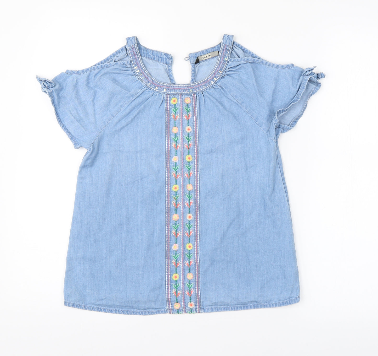 George Girls Blue Floral  Basic Blouse Size 10-11 Years