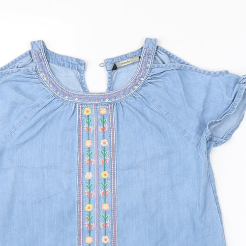 George Girls Blue Floral  Basic Blouse Size 10-11 Years