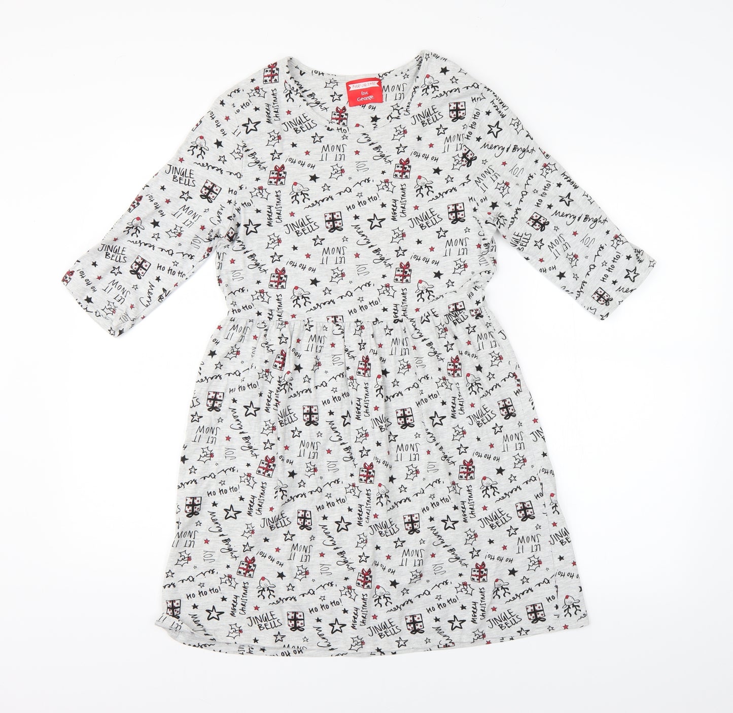 George Girls Grey Geometric  T-Shirt Dress  Size 10-11 Years  - Christmas