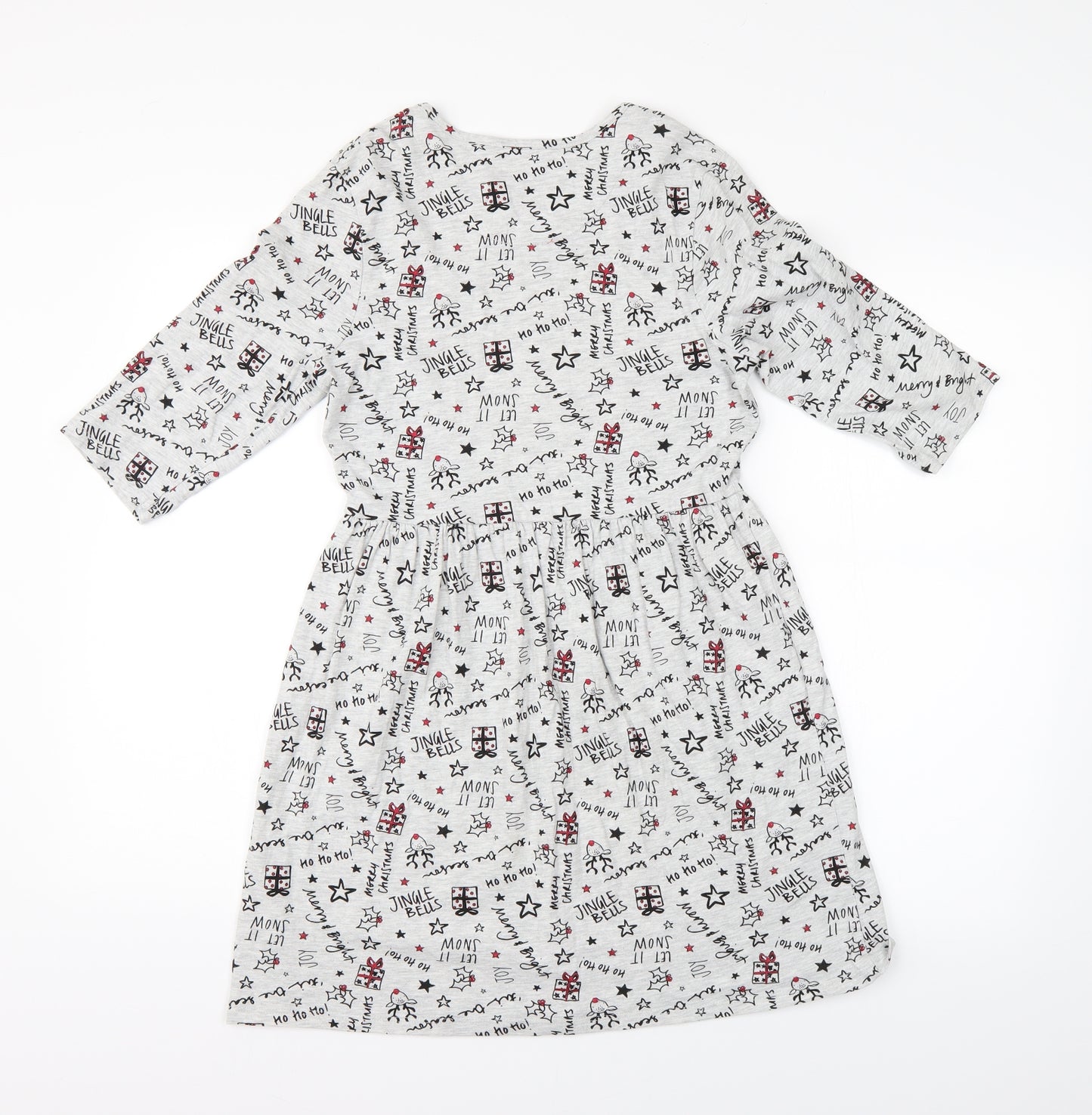 George Girls Grey Geometric  T-Shirt Dress  Size 10-11 Years  - Christmas