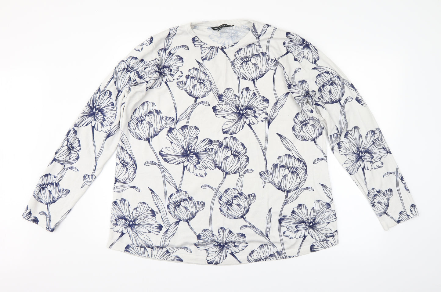 Preworn Womens White Floral  Pullover Jumper Size 20