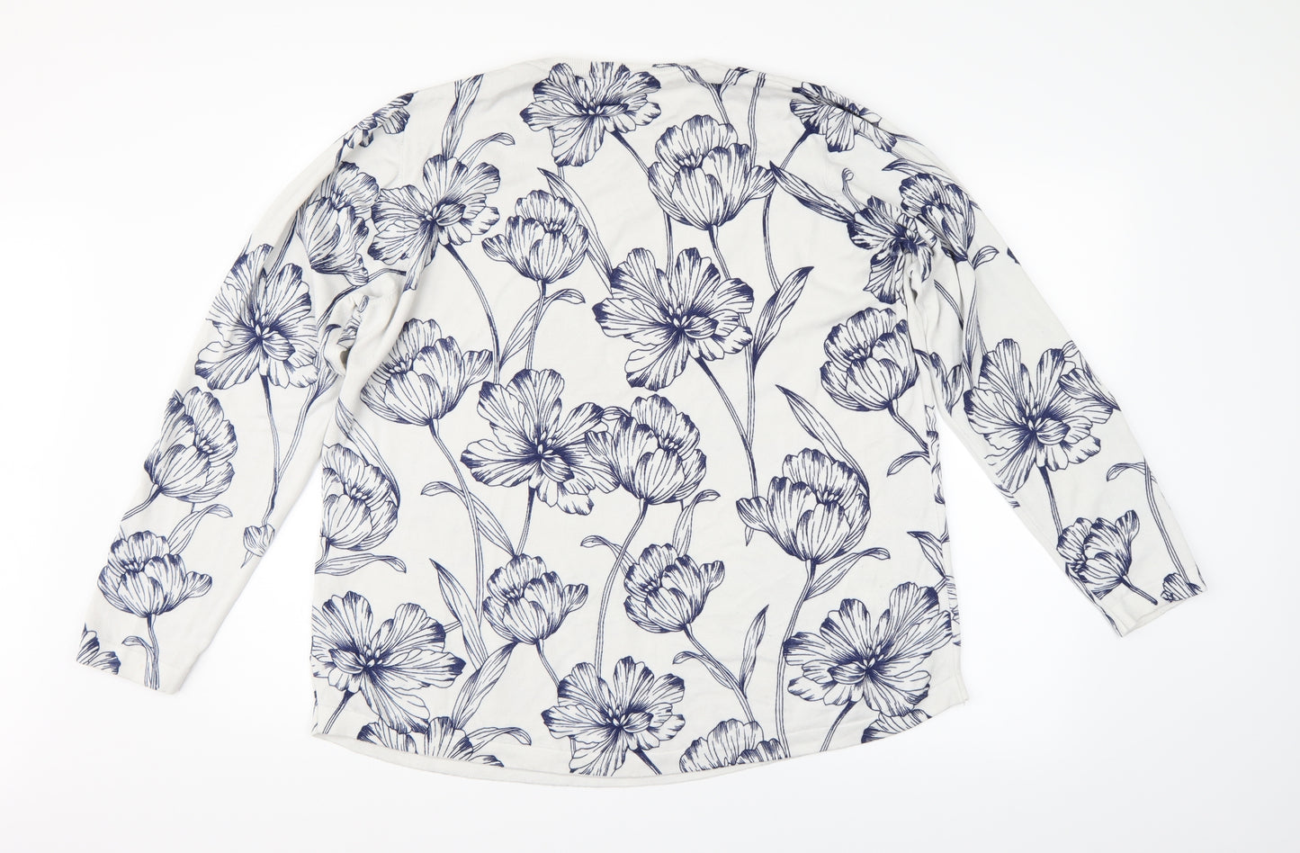 Preworn Womens White Floral  Pullover Jumper Size 20