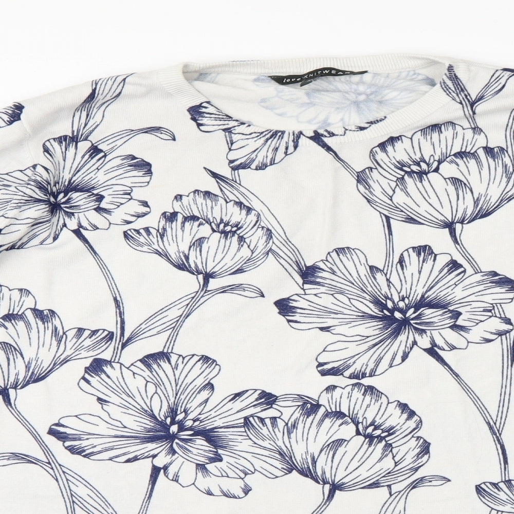 Preworn Womens White Floral  Pullover Jumper Size 20