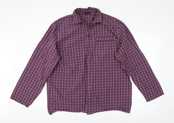 M&S Mens Purple Check   Button-Up Size L