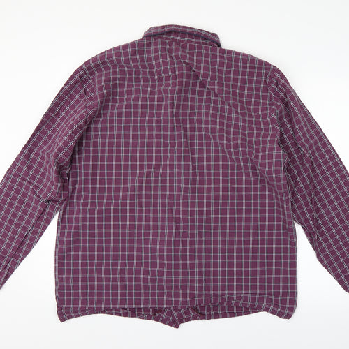 M&S Mens Purple Check   Button-Up Size L