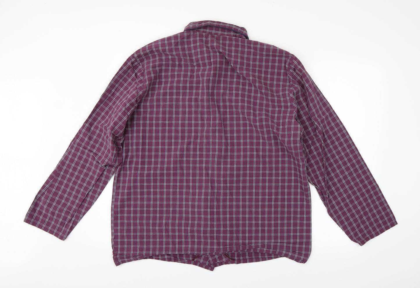 M&S Mens Purple Check   Button-Up Size L
