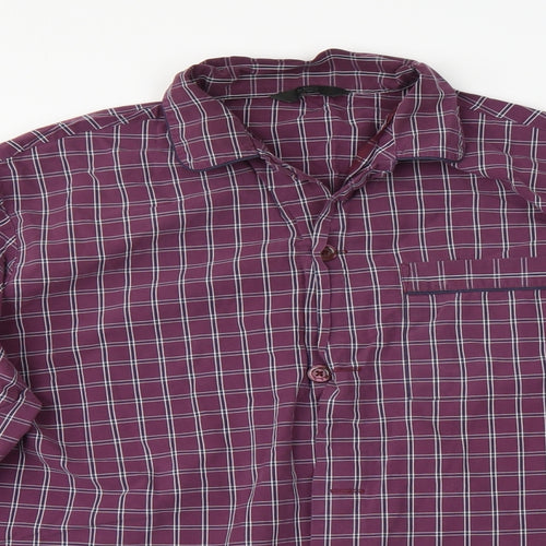 M&S Mens Purple Check   Button-Up Size L