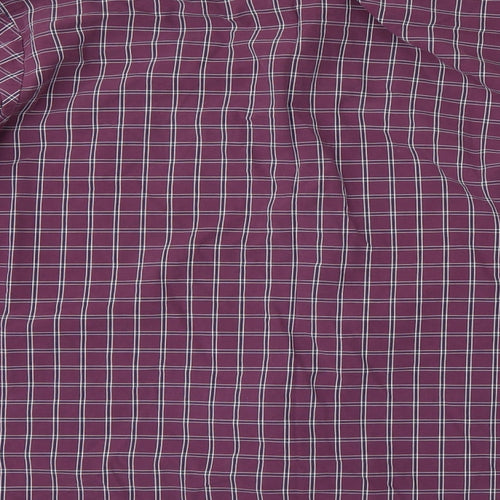 M&S Mens Purple Check   Button-Up Size L