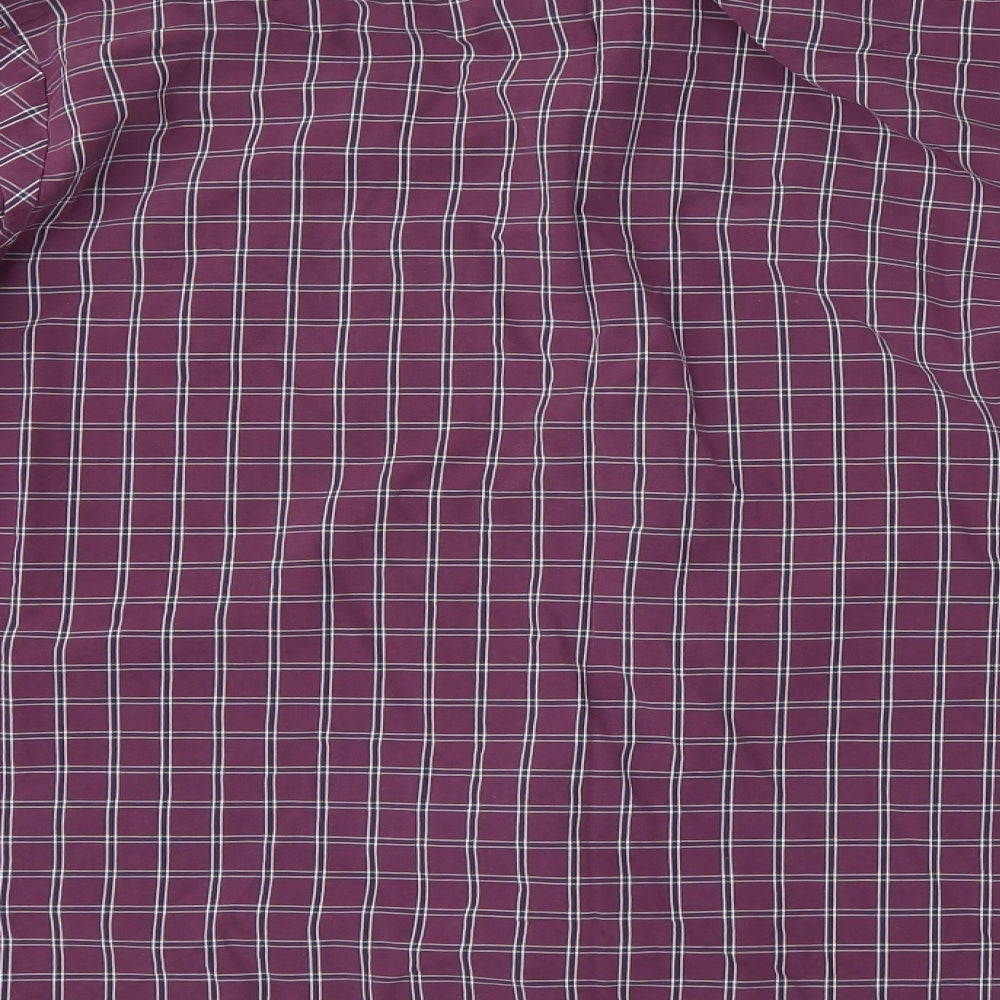 M&S Mens Purple Check   Button-Up Size L