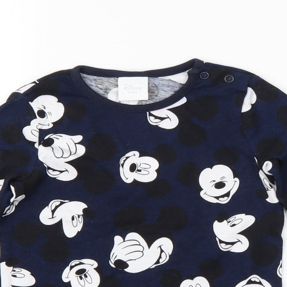 Disney Baby Baby Blue Animal Print  Basic T-Shirt Size 12-18 Months  - Mickey Mouse