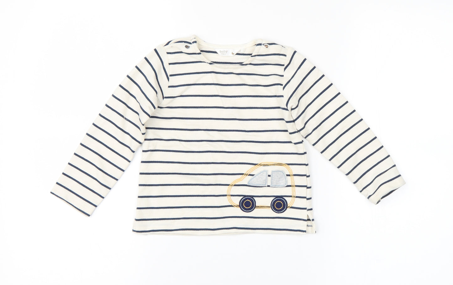 M&Co Baby Multicoloured Striped  Basic T-Shirt Size 12-18 Months  - Car