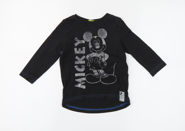 Preworn Baby Black   Basic T-Shirt Size 12-18 Months  - Mickey Mouse