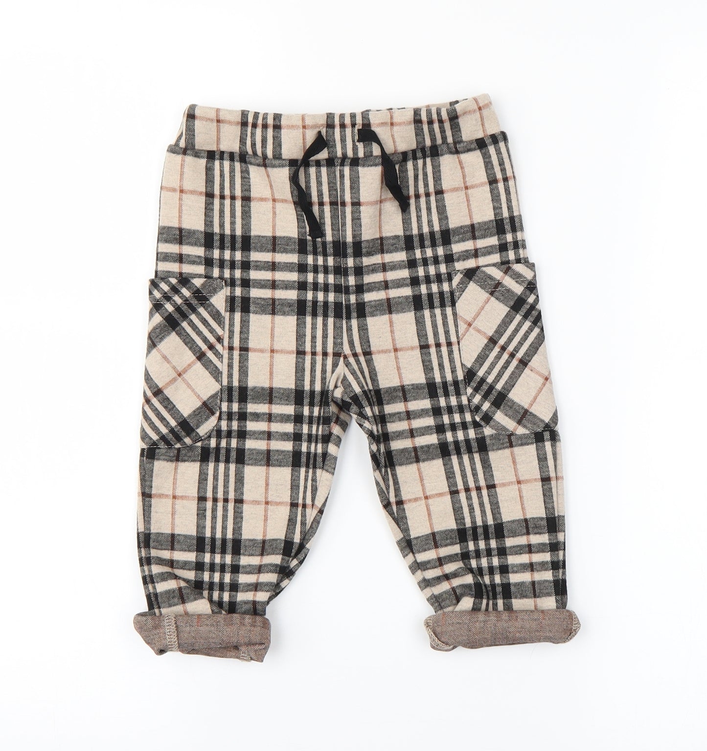 Nutmeg Baby Beige Check  Sweatpants Trousers Size 12-18 Months