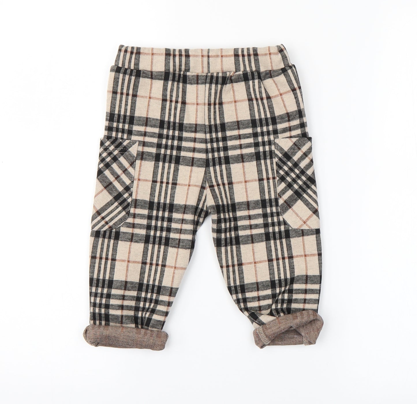Nutmeg Baby Beige Check  Sweatpants Trousers Size 12-18 Months