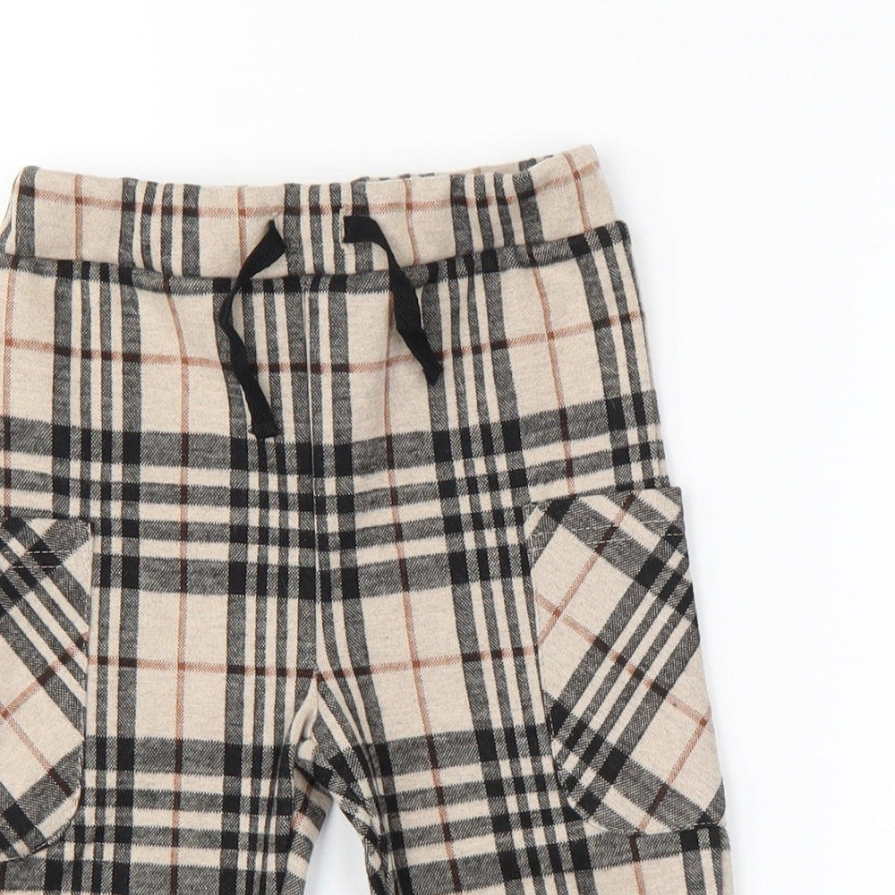 Nutmeg Baby Beige Check  Sweatpants Trousers Size 12-18 Months
