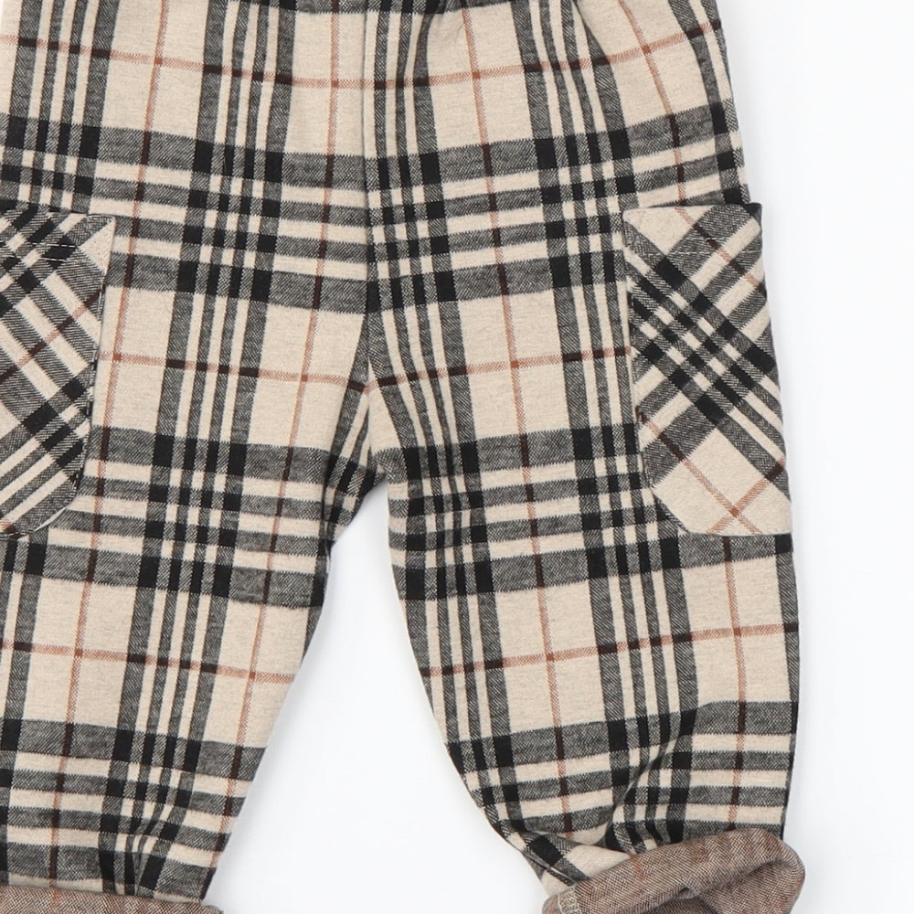 Nutmeg Baby Beige Check  Sweatpants Trousers Size 12-18 Months