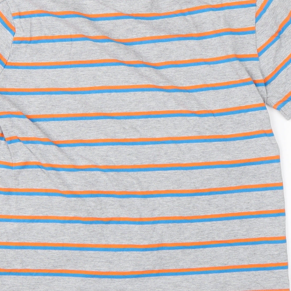 Preworn Boys Grey Striped  Basic T-Shirt Size 8-9 Years  - Super Mario