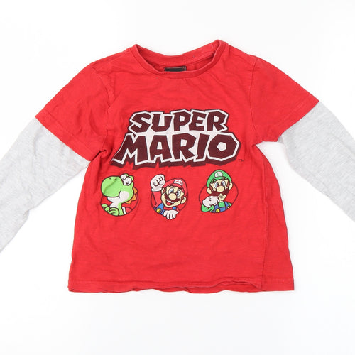 Preworn Boys Red   Basic T-Shirt   - Super Mario