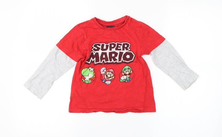 Preworn Boys Red   Basic T-Shirt   - Super Mario
